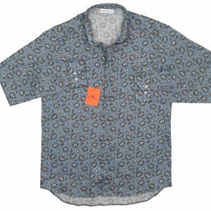 NEW Etro Shirt!  e 39  US 15.5  Medium  Grayish Blue With Paisley Design  ITALY